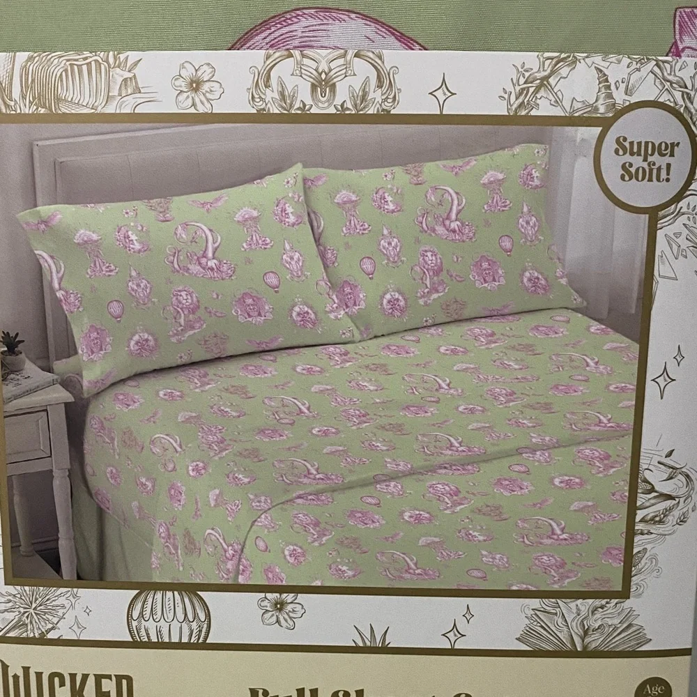NIP Wicked x Katie Kime Full Sheet Set Target Glinda Pink Green Toile Bedding